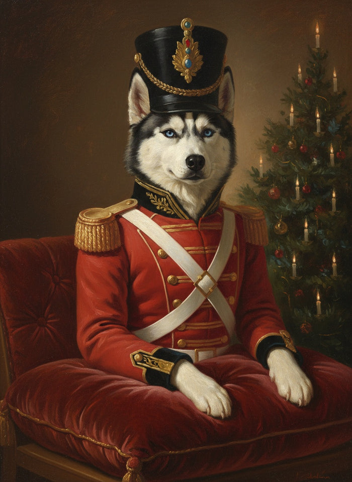 Siberian Husky dipinto come Lo Schiaccianoci