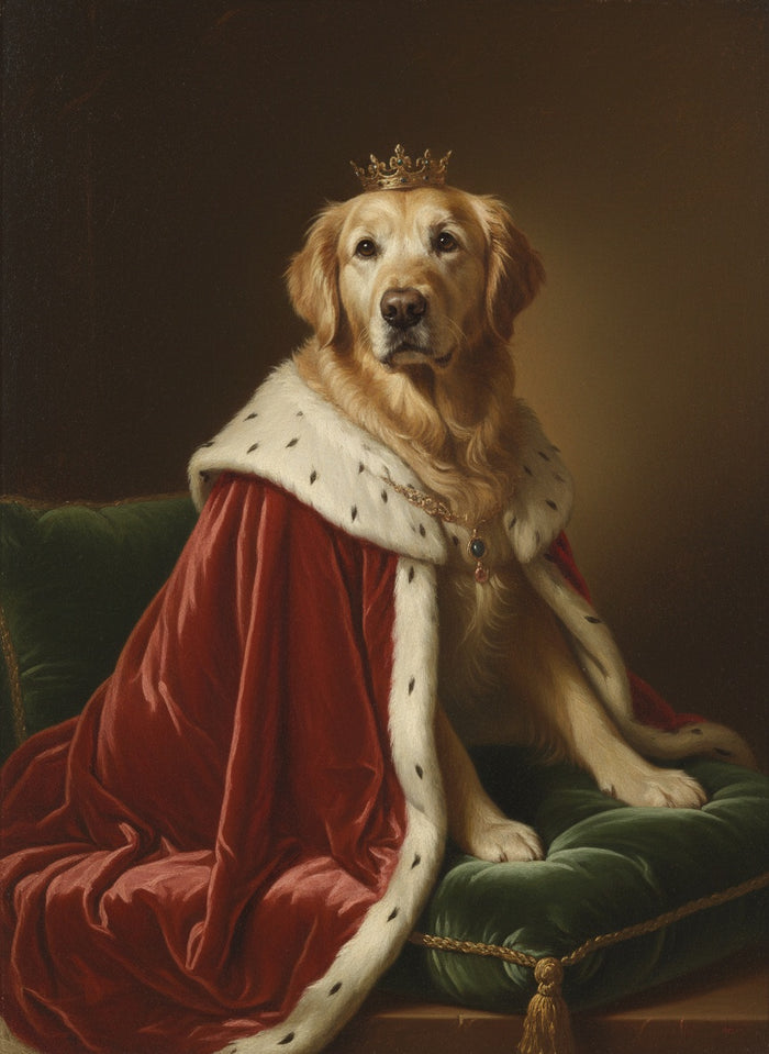 Golden Retriever anziano dipinto come un re